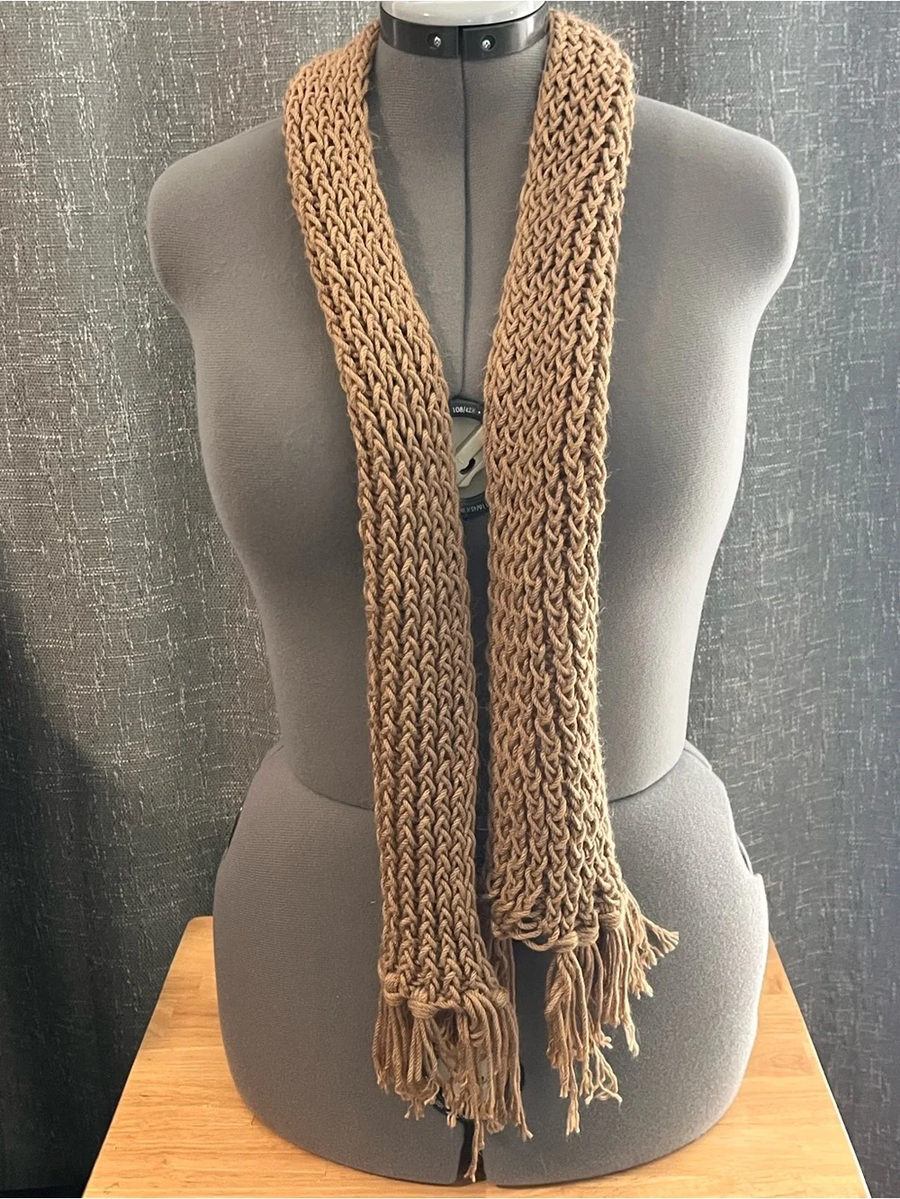 Brown Knit Fringe Scarf - Women's Accessory